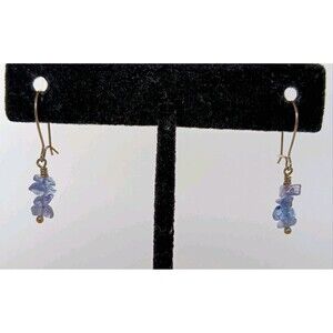 Petite 925 Sterling Silver Tanzanite Chip Dangle Earrings 1 in